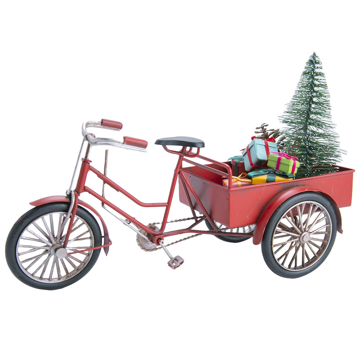 The Elf Hut Triciclo Rojo Canasta Pino