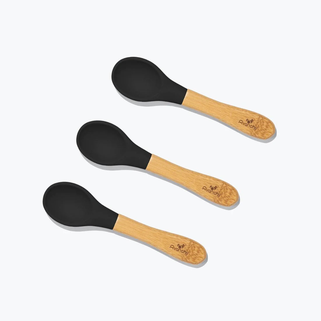 Set de Cuatro Cucharas AVANCHY Negras de Bambú Infantil