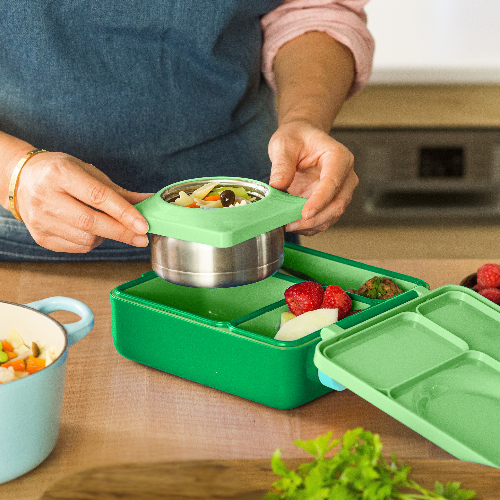 PREVENTA Lonchera Térmica Omiebox Bento Box con Aislamiento Térmico Verde Manzana
