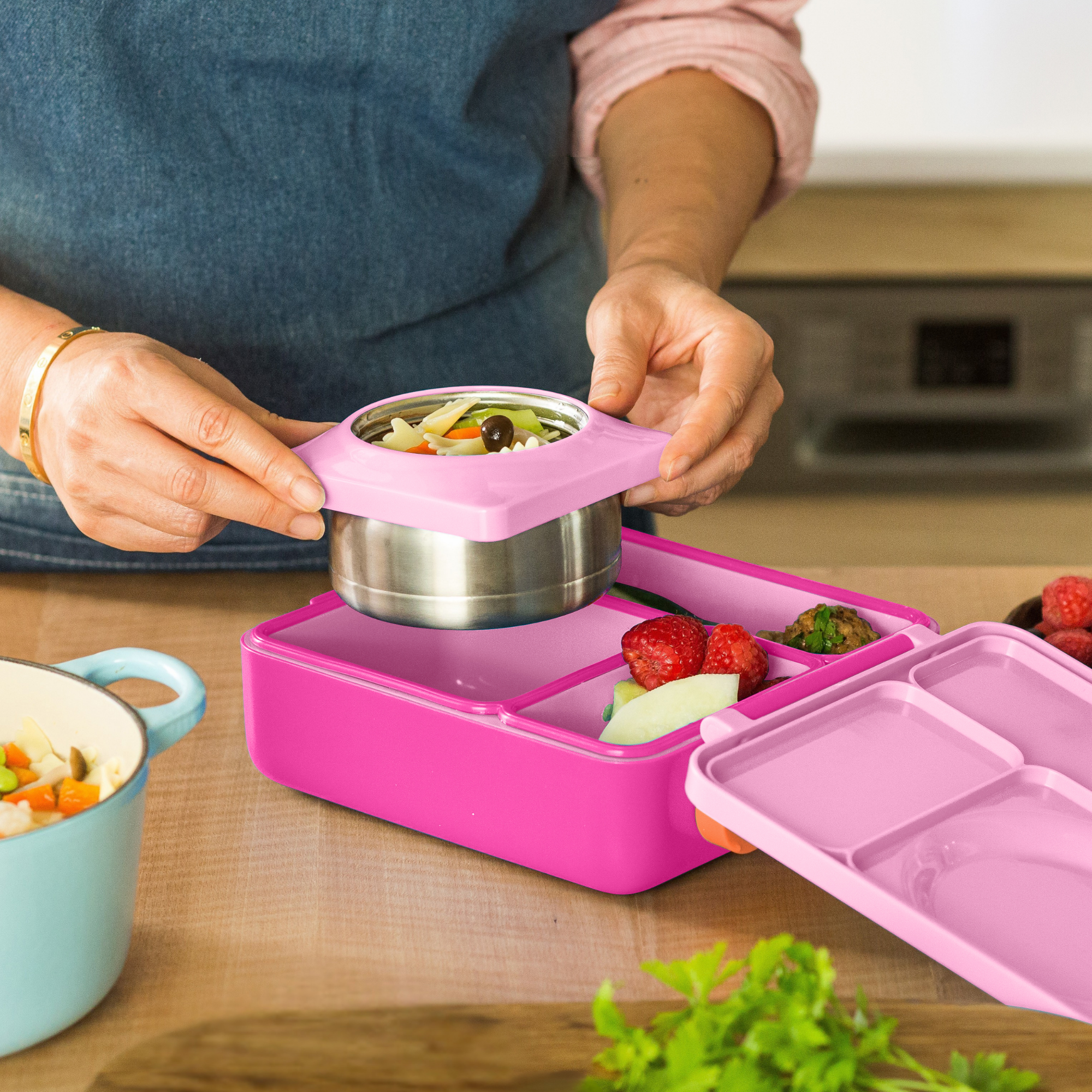 PREVENTA Lonchera Térmica Omiebox Bento Box con Aislamiento Térmico Rosa Pastel