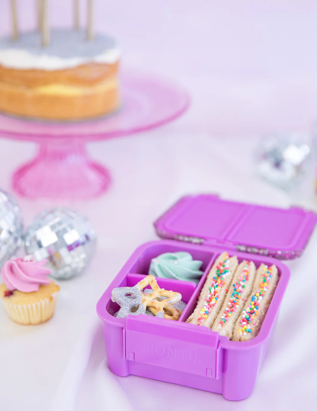 Lonchera MONTII Lunch Box Bento Two Kids Glitter Rosa