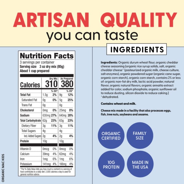 Pasta Pastabilities Organic pasta + cheese 255g