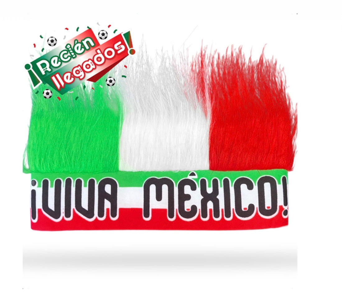 Mundial Banda con pelos tricolor ¡Viva México!