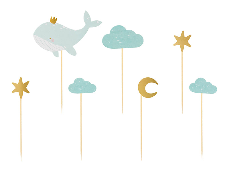 Cupcake Topper Ballena (7 piezas)