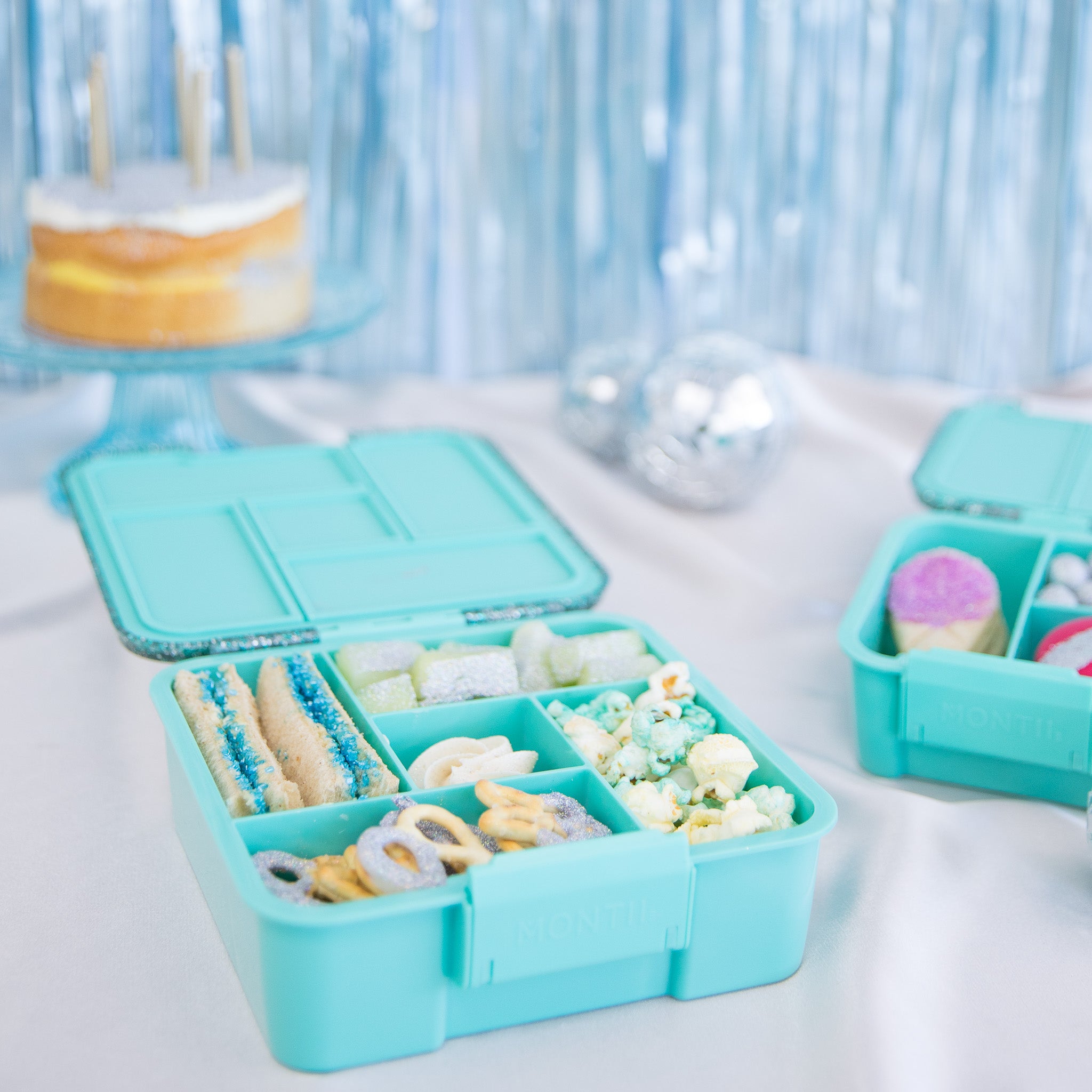 Lonchera Bento Five Glitter Turquesa
