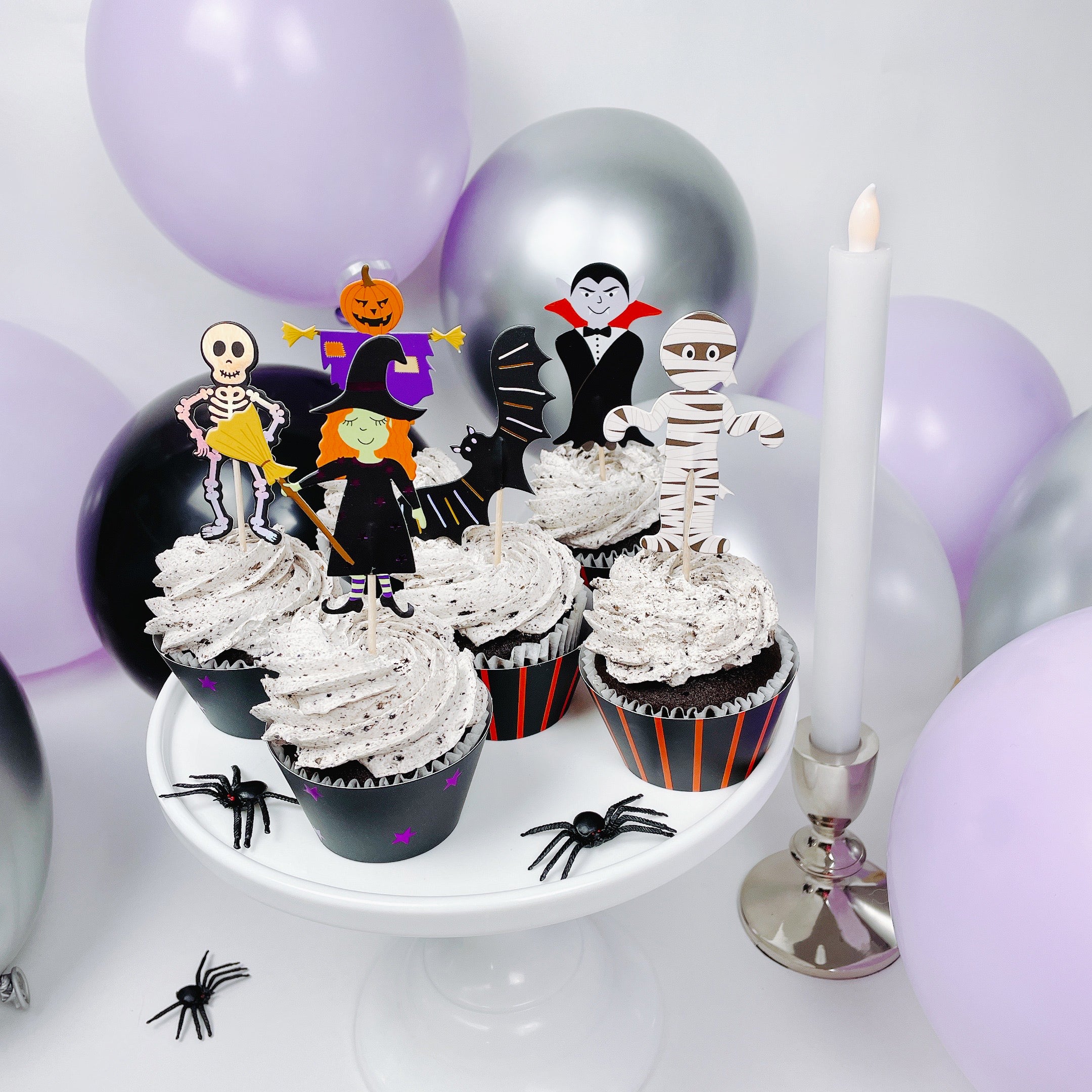 Cupcake Topper y Wrappers Halloween (24 piezas)