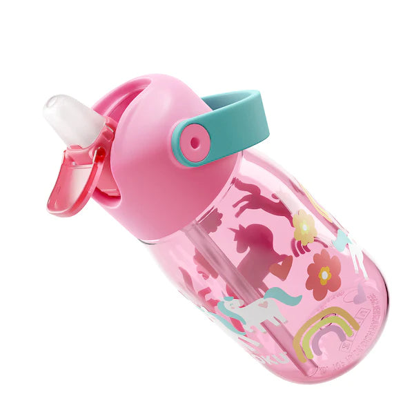 Botella Zoku Tritán 415 ml con popote Kids Unicornio