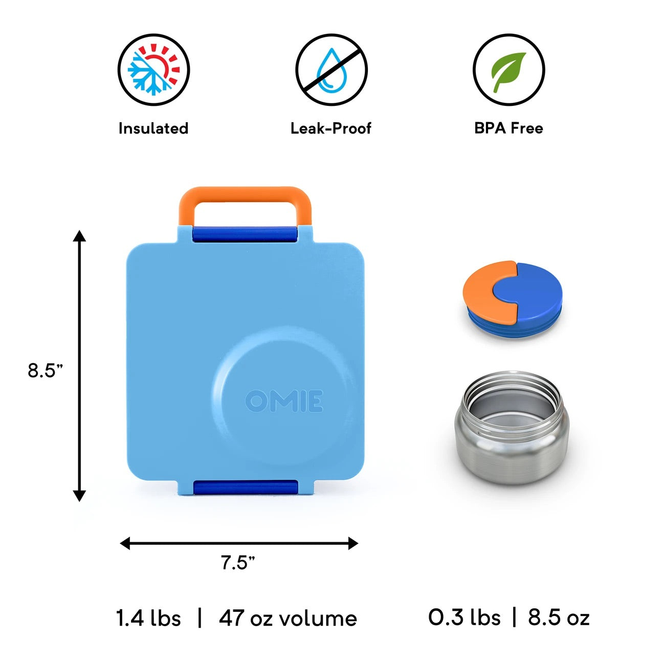 Lonchera Térmica Omiebox Bento Box con Aislamiento Térmico Amarilla