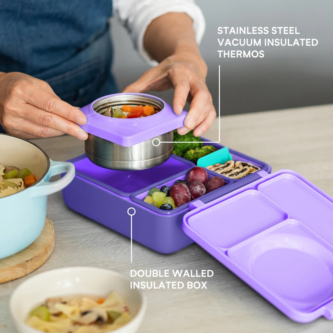 Lonchera Térmica Omiebox Bento Box con Aislamiento Térmico Morado