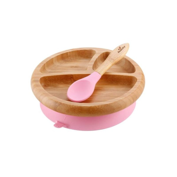 AVANCHY Plato de Bambú para Bebé con ventosa adherible