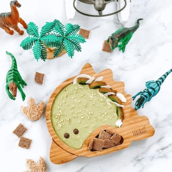 Plato con Divisiones Bamboo Bamboo Dinosaurio