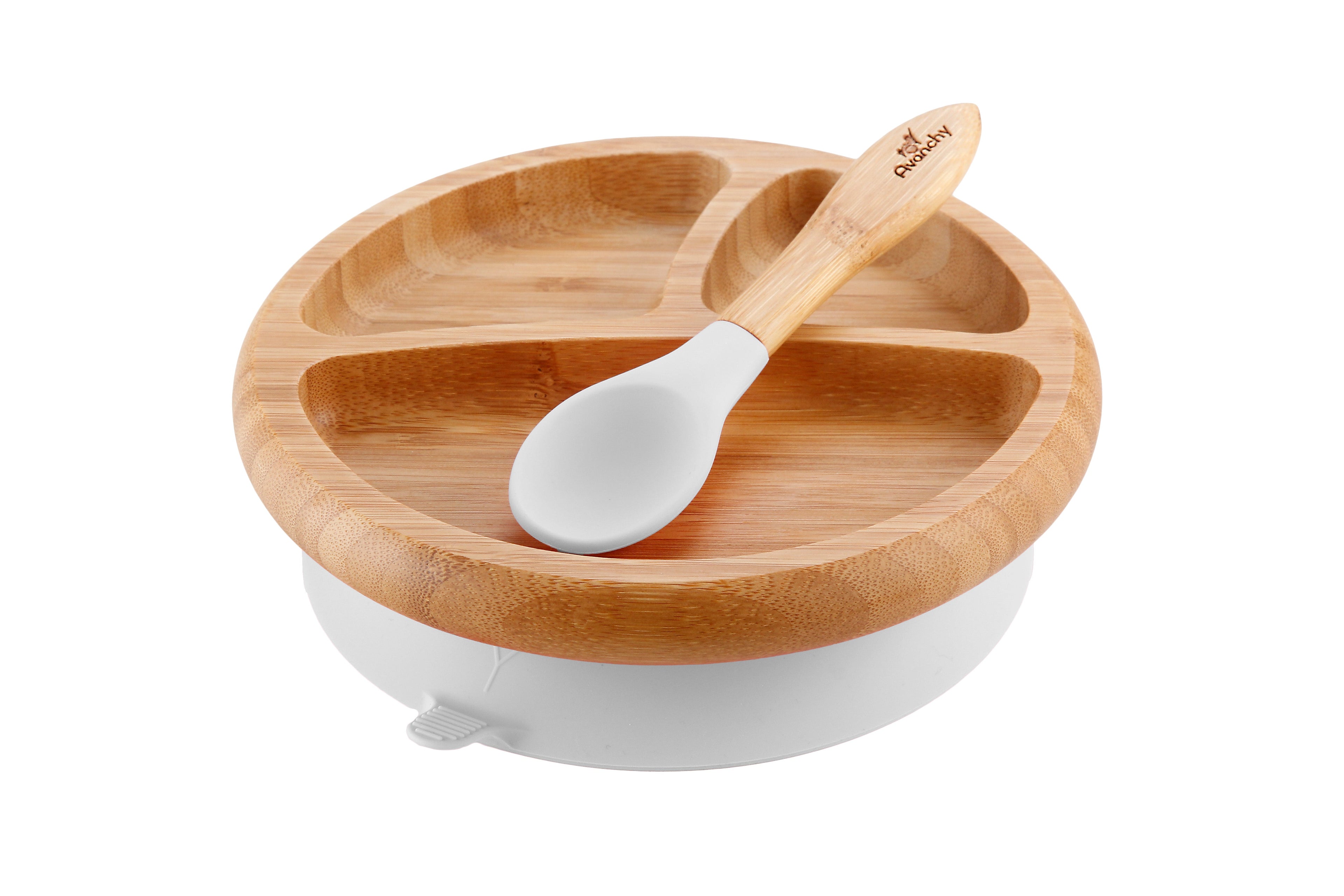 AVANCHY Plato de Bambú para Bebé con ventosa adherible