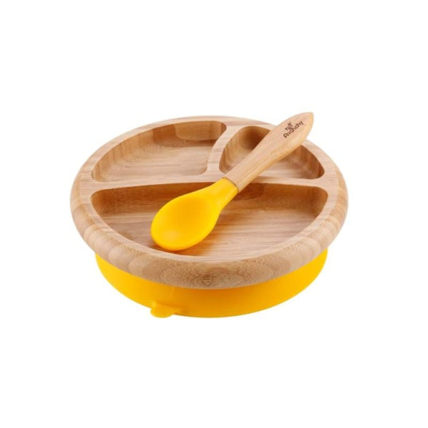 AVANCHY Plato de Bambú para Bebé con ventosa adherible