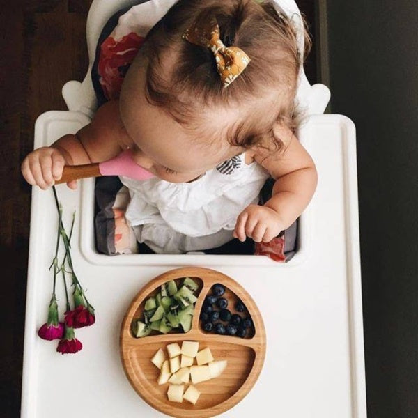AVANCHY Plato de Bambú para Bebé con ventosa adherible