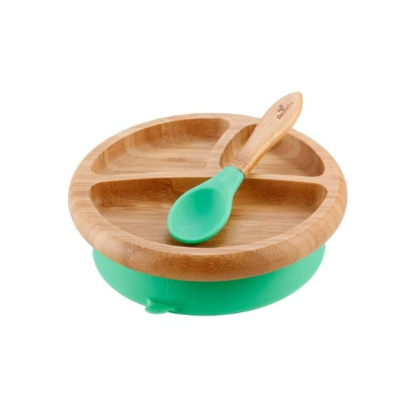 AVANCHY Plato de Bambú para Bebé con ventosa adherible