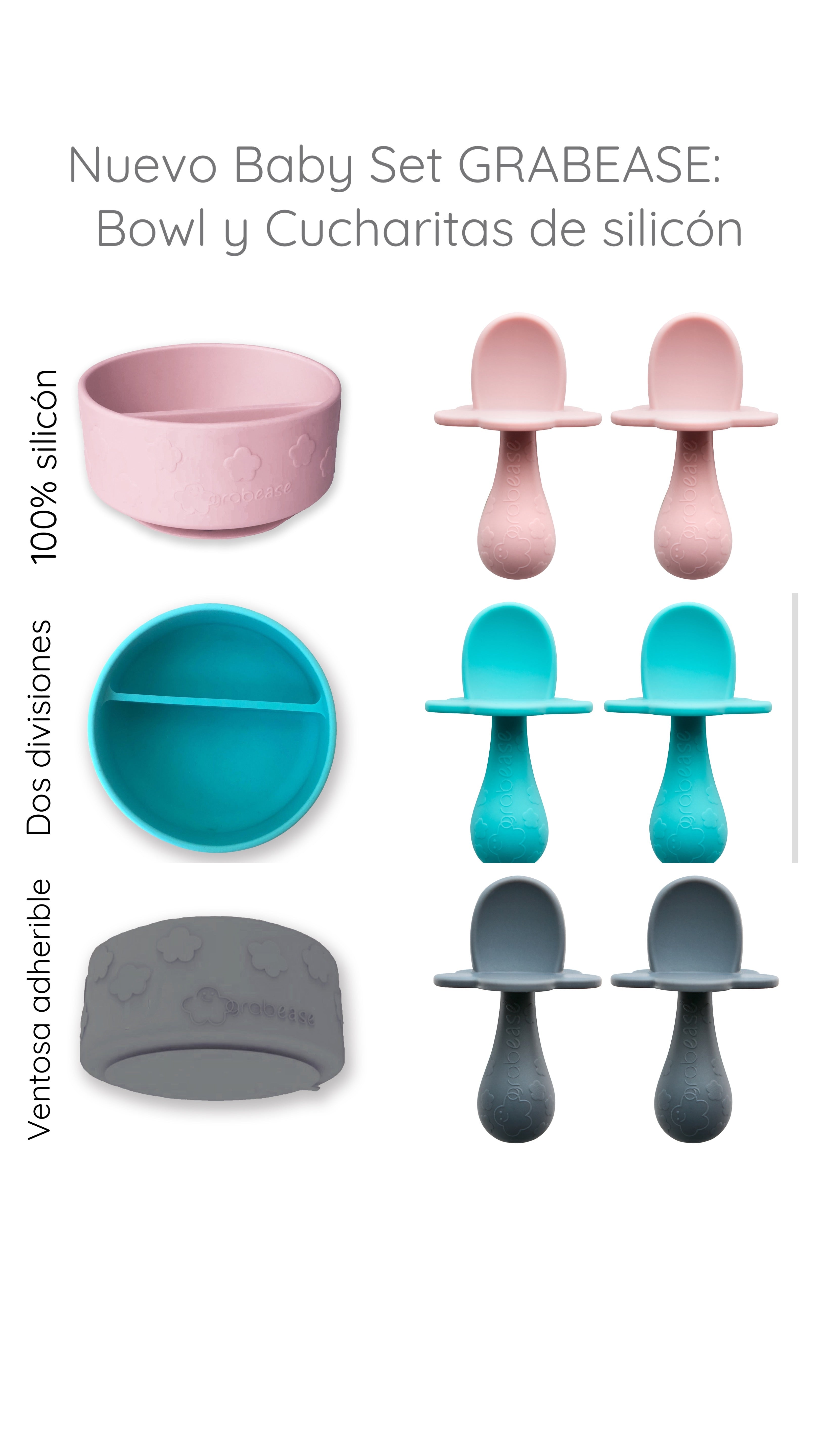 Juego de cubiertos y plato GRABEASE para bebés