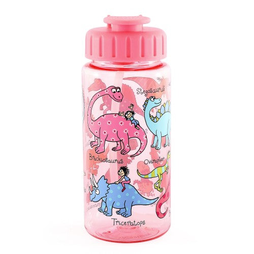 Botella Tyrrel Katz Dinosaurios Rosa 400 ml con popote Kids