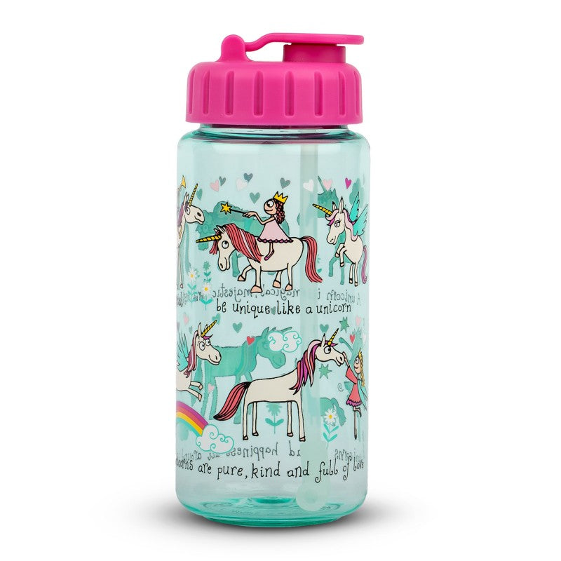 Botella Tyrrel Katz Unicornios 400 ml con popote Kids