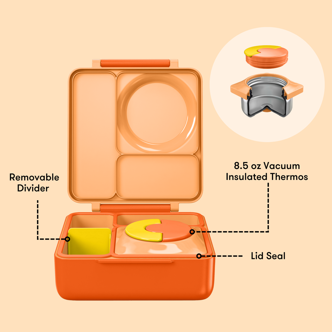PREVENTA Lonchera Térmica Omiebox Bento Box con Aislamiento Térmico Naranja