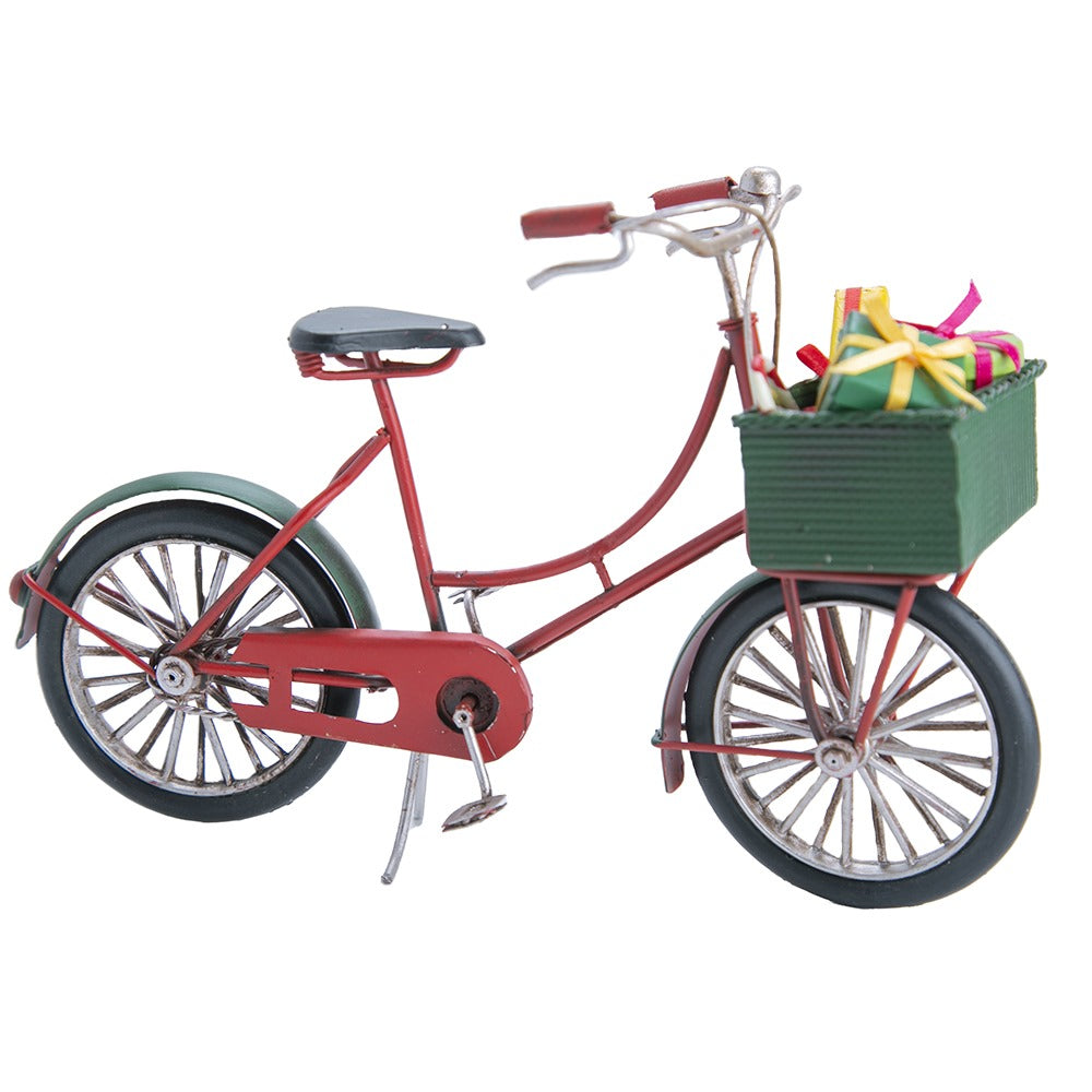 The Elf Hut Bici Roja Canasta Verde Juguetes