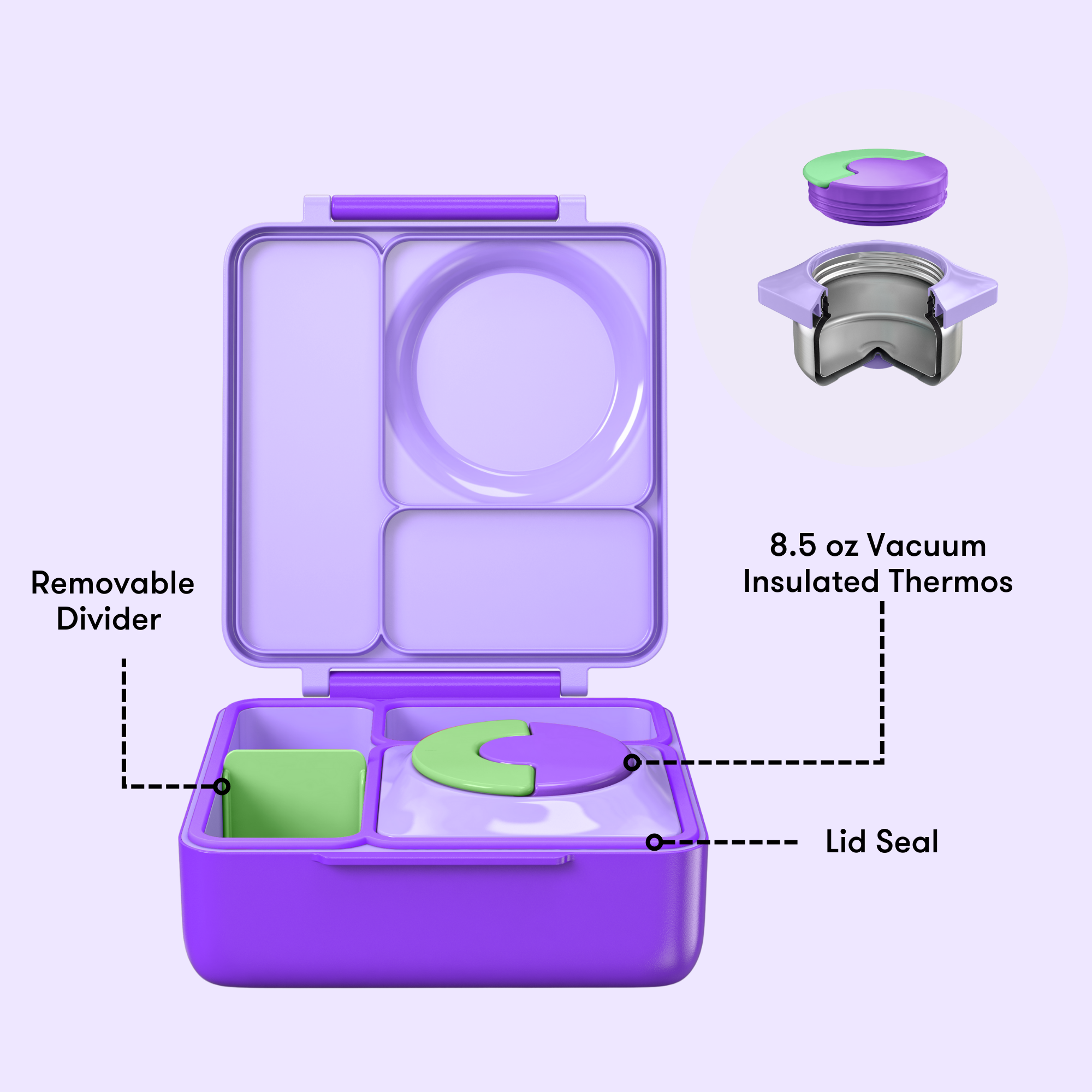 PREVENTA Lonchera Térmica Omiebox Bento Box con Aislamiento Térmico Lila