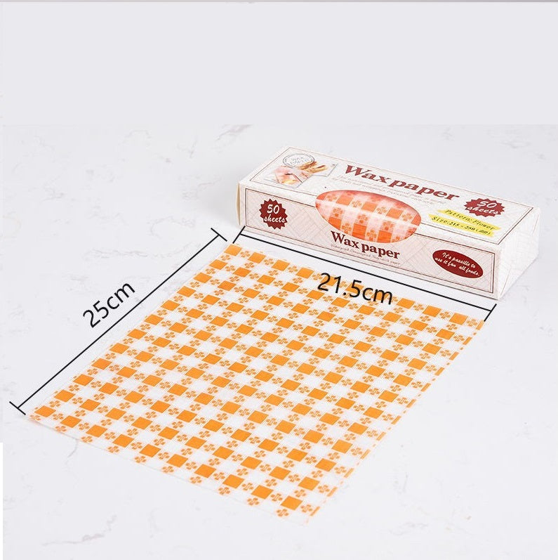 Papel Encerado Wax Paper Cuadrícula Naranja