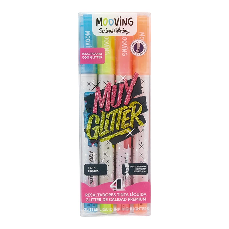 PRETTY NOTES  Resaltadores con Glitter 4pzs