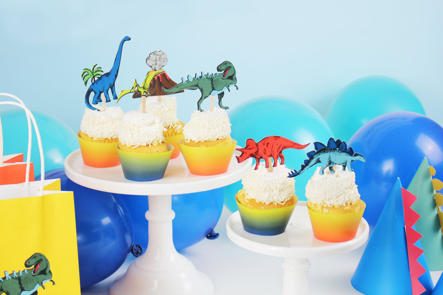 Cupcake Topper y Wrappers Dinosaurios (24 piezas)