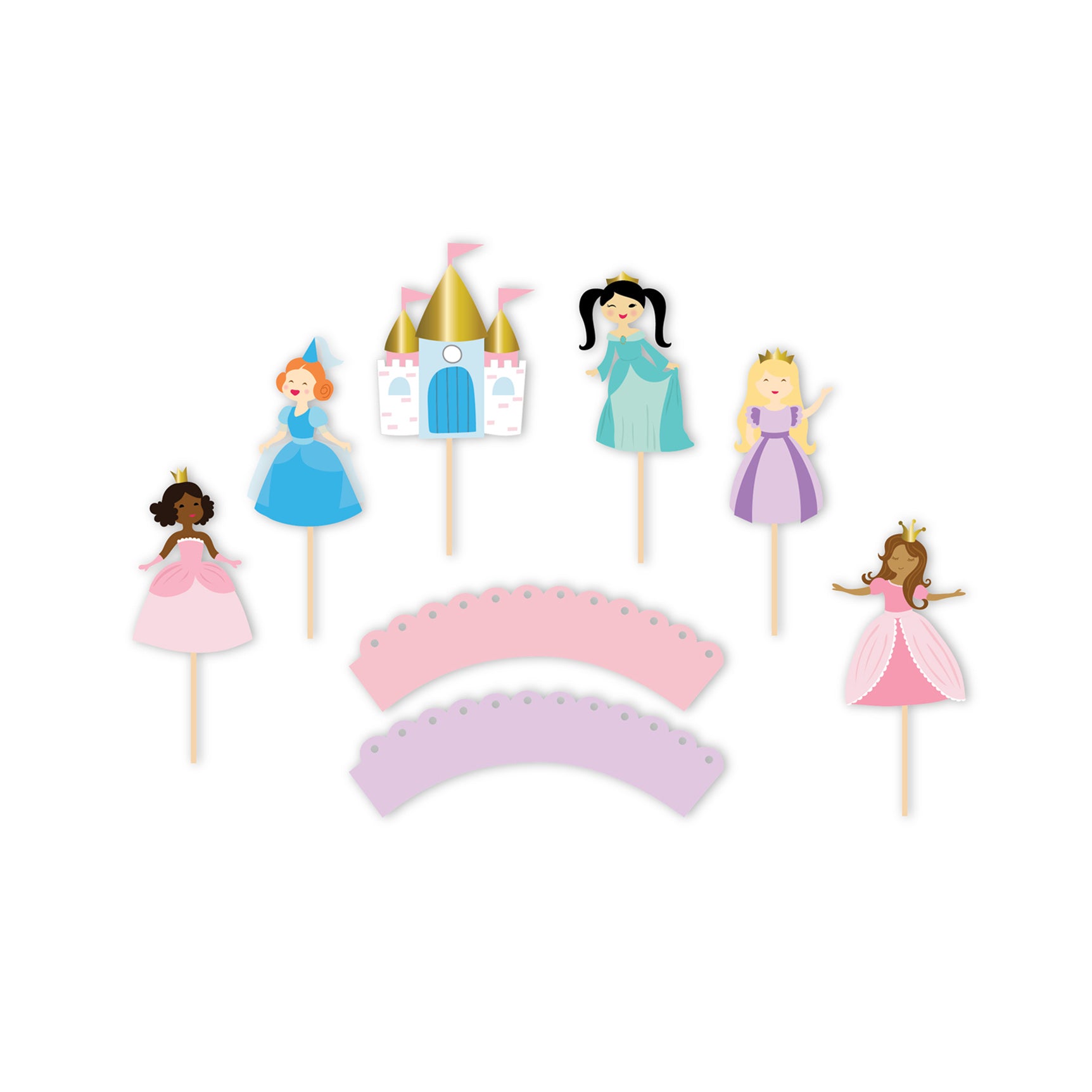 Cupcake Topper y Wrappers Princesas (24 piezas)