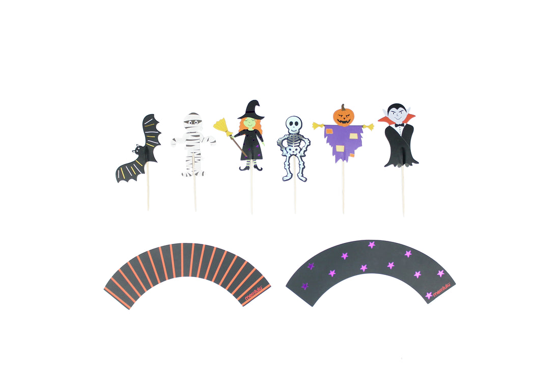 Cupcake Topper y Wrappers Halloween (24 piezas)