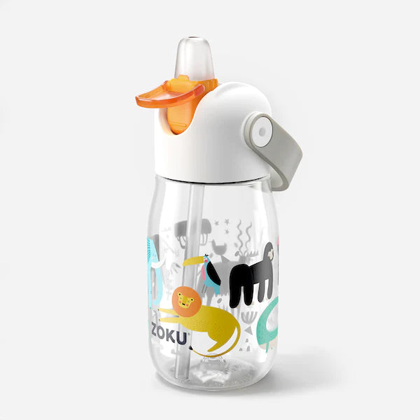 Botella Zoku Tritán 415 ml con Popote Kids Jungla
