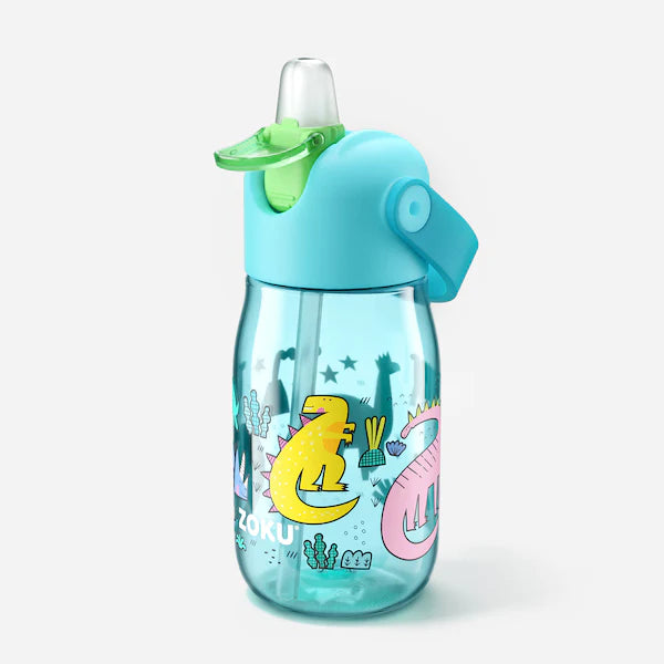 Botella Zoku Tritán 415 ml con Popote Kids Dinos