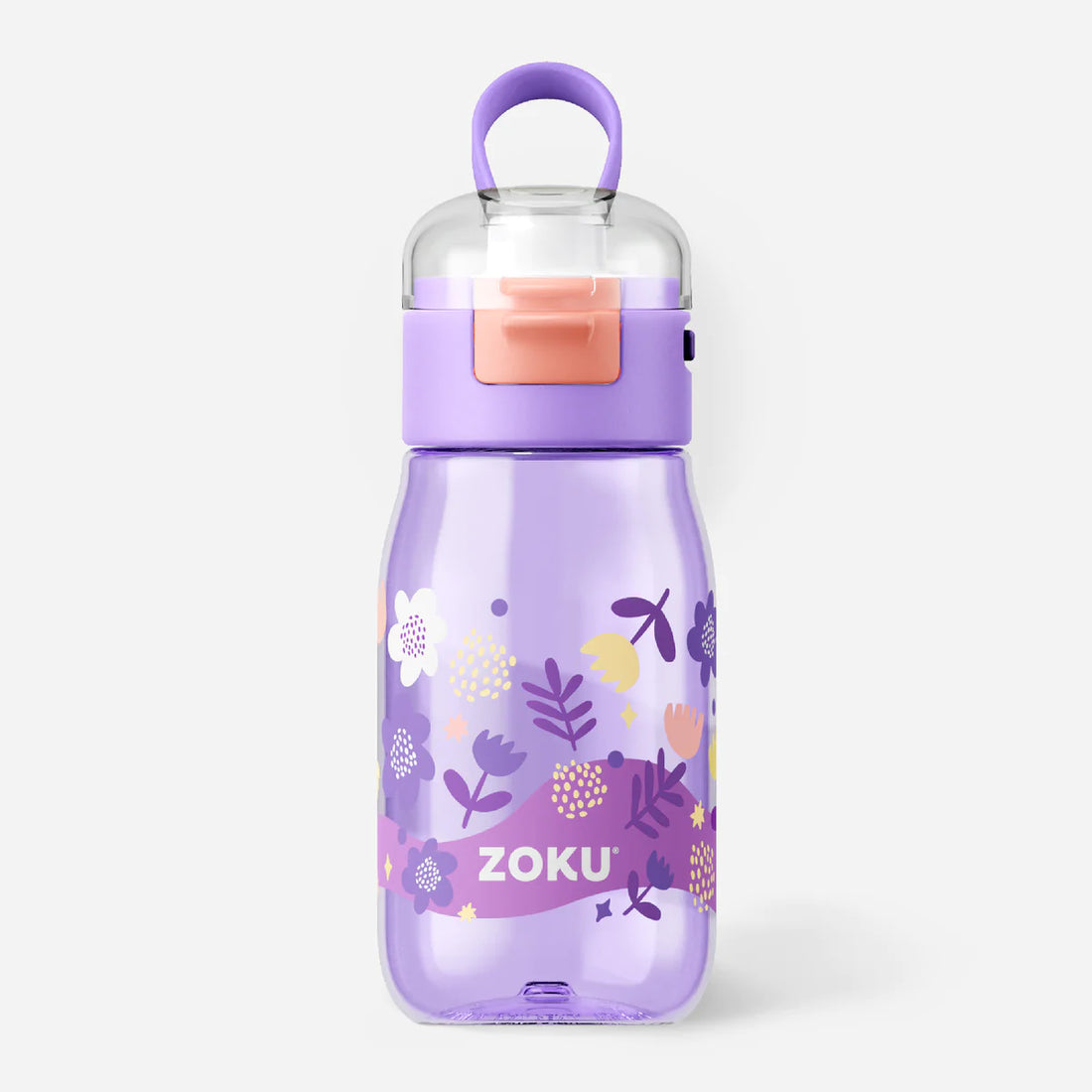 Botella Zoku Tritán 475 ml con broche de seguridad Kids Flores