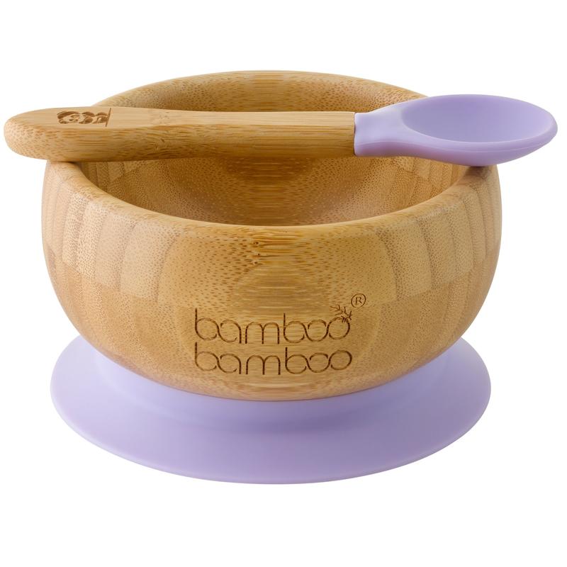 Bowl Bamboo Bamboo Lila con ventosa adherible a la mesa
