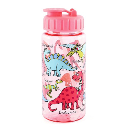 Botella Tyrrel Katz Dinosaurios Rosa 400 ml con popote Kids